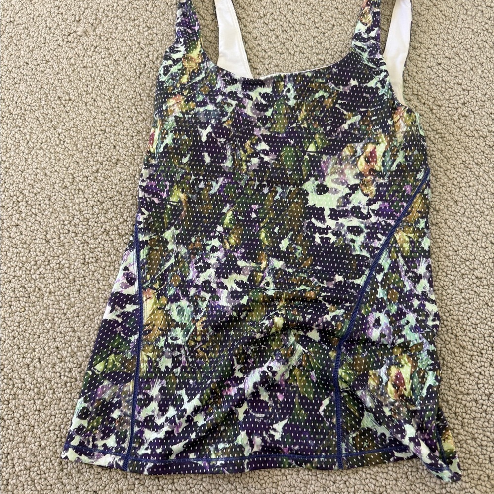 Lululemon Athletica Purple Floral Tank Top